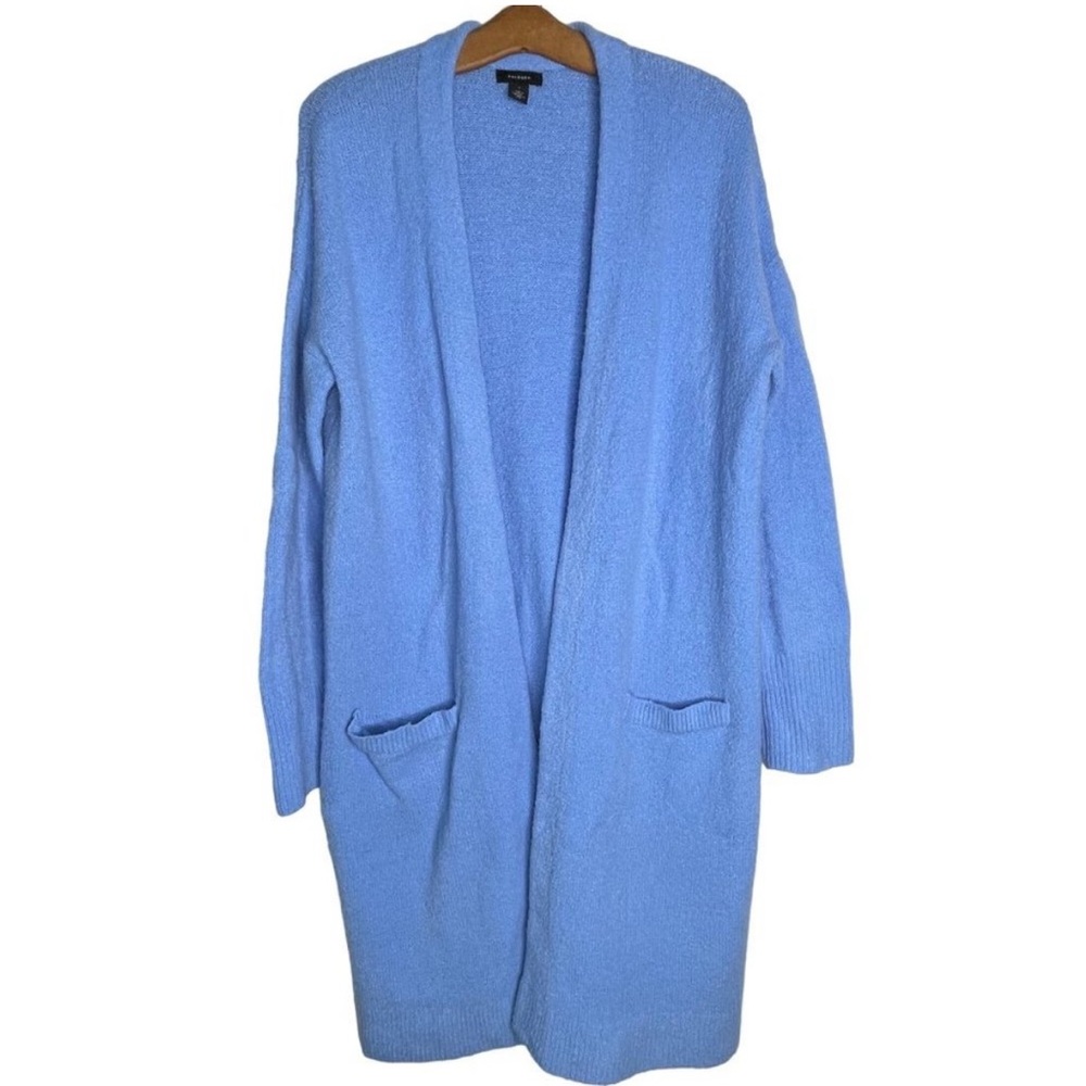 Halogen - Open Front Long Cardigan In Sky Blue - image 2